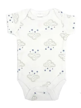 100% Cotton Cloud & Stars Design Short Sleeved Bodysuit