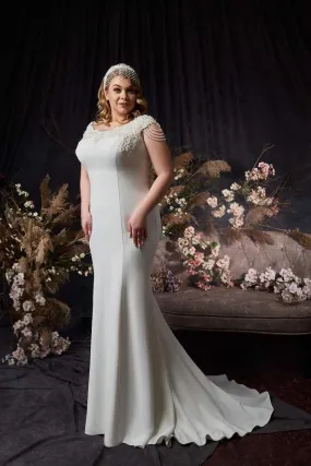 A-Line Off-White Satin Wedding Dress