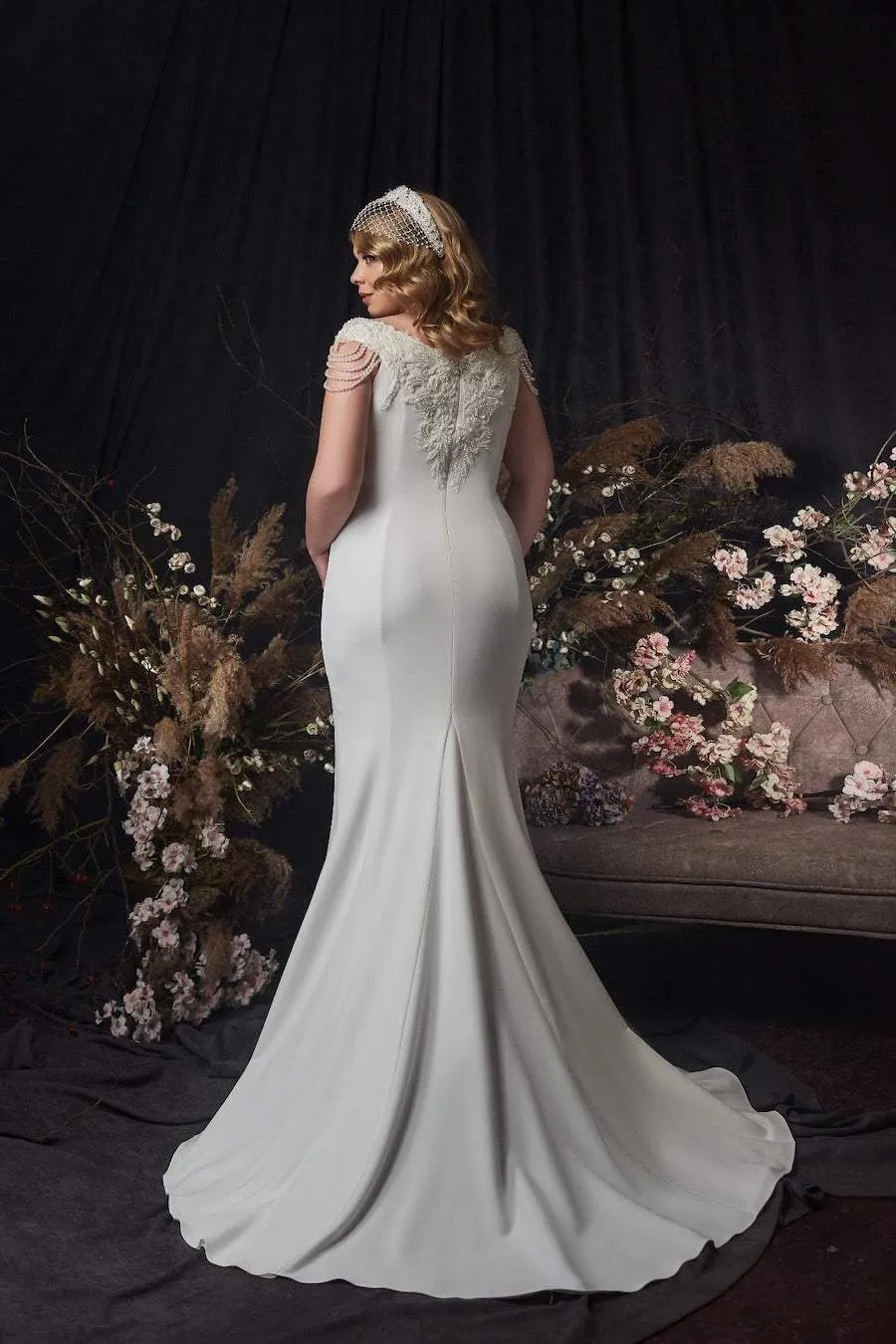 A-Line Off-White Satin Wedding Dress