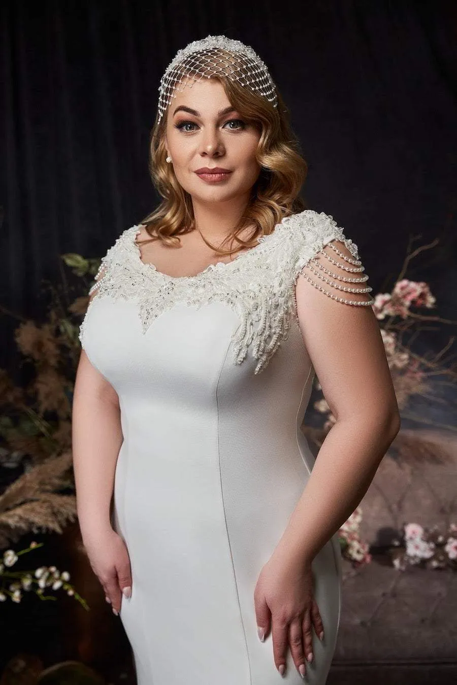 A-Line Off-White Satin Wedding Dress
