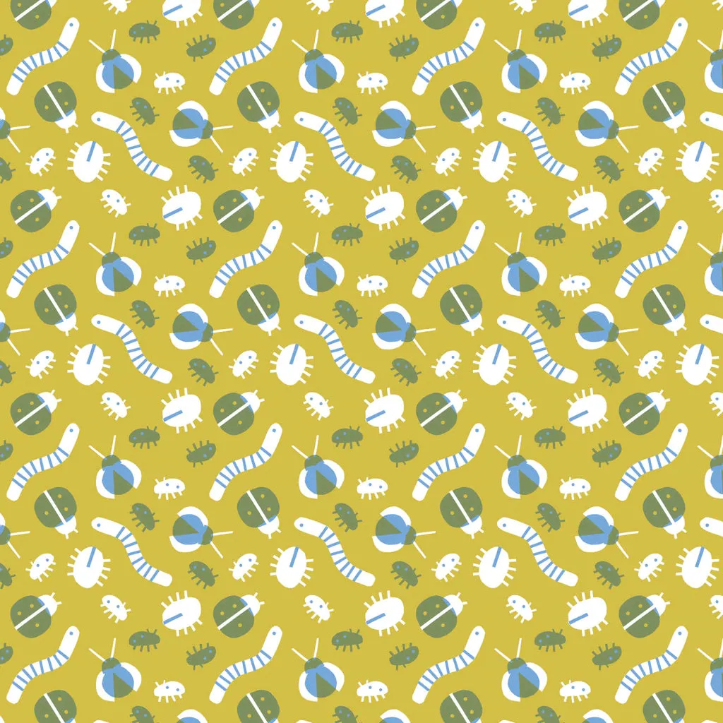 Alberta Dress - Busy Bugs Chartreuse & Blue