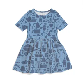 Alberta Dress - Garden Tools Blue