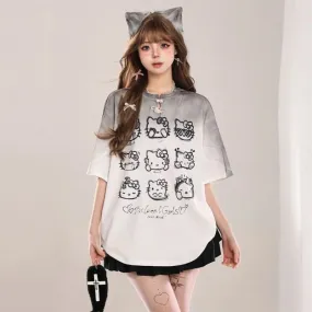 American Kawaii Style Hello Kitty Printed T-shirt