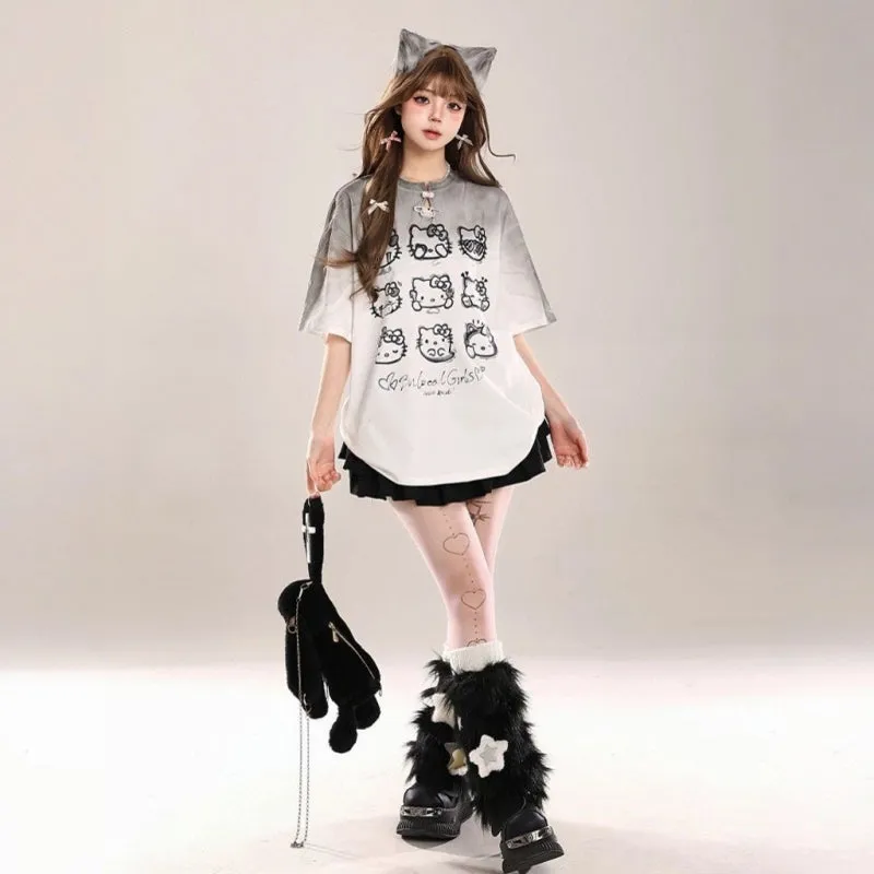 American Kawaii Style Hello Kitty Printed T-shirt