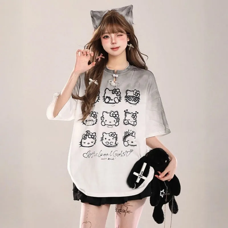American Kawaii Style Hello Kitty Printed T-shirt