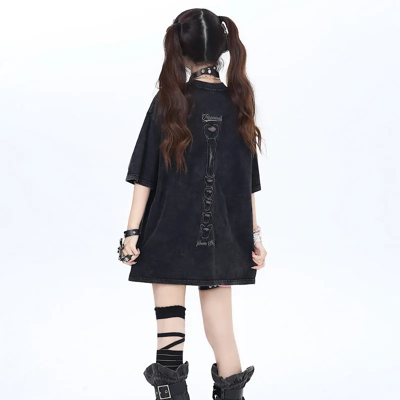 American Sweet Cool Style Black Hollow T-shirt