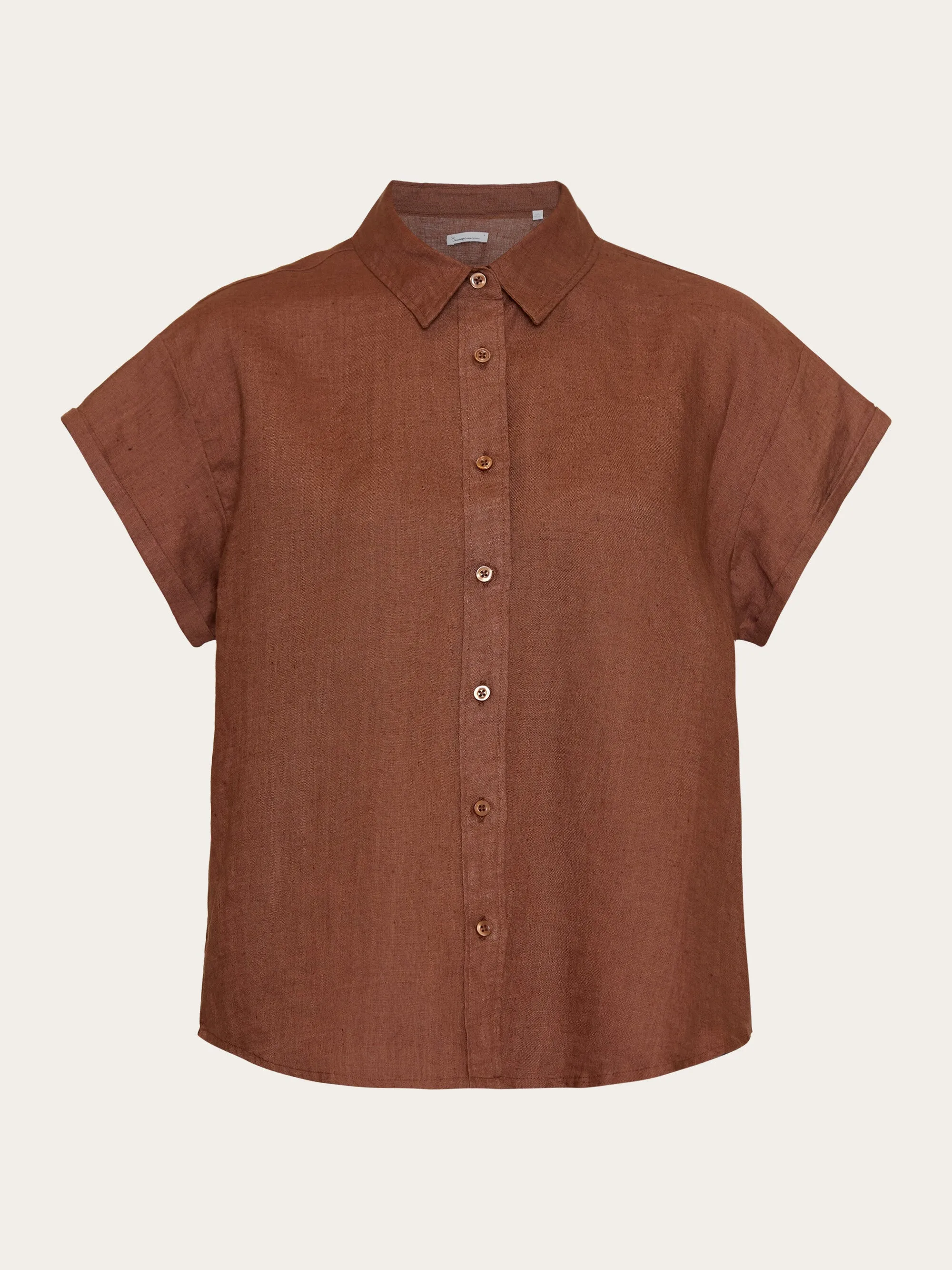 ASTER fold up short sleeve linen shirt - Tiramisu