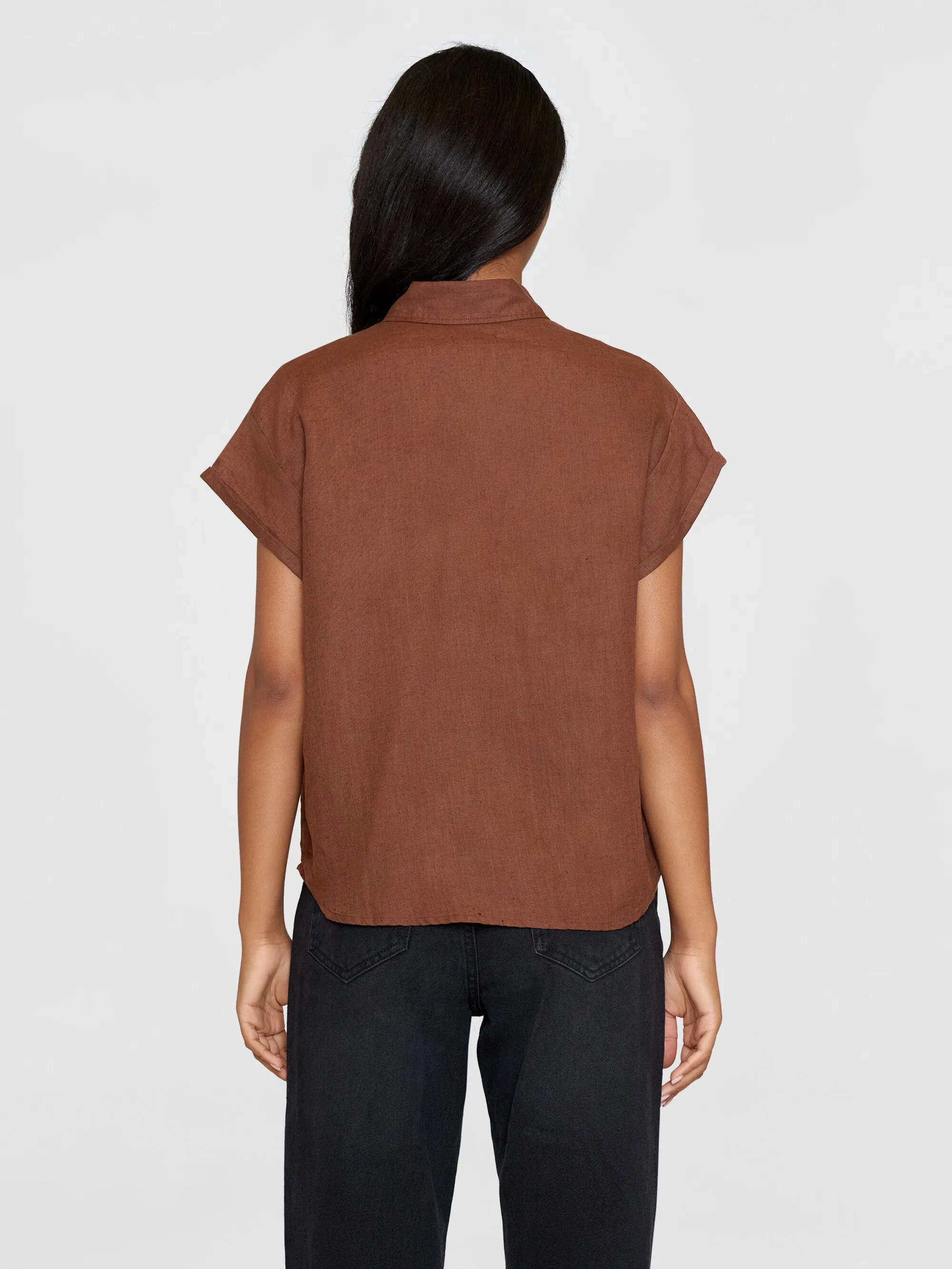 ASTER fold up short sleeve linen shirt - Tiramisu