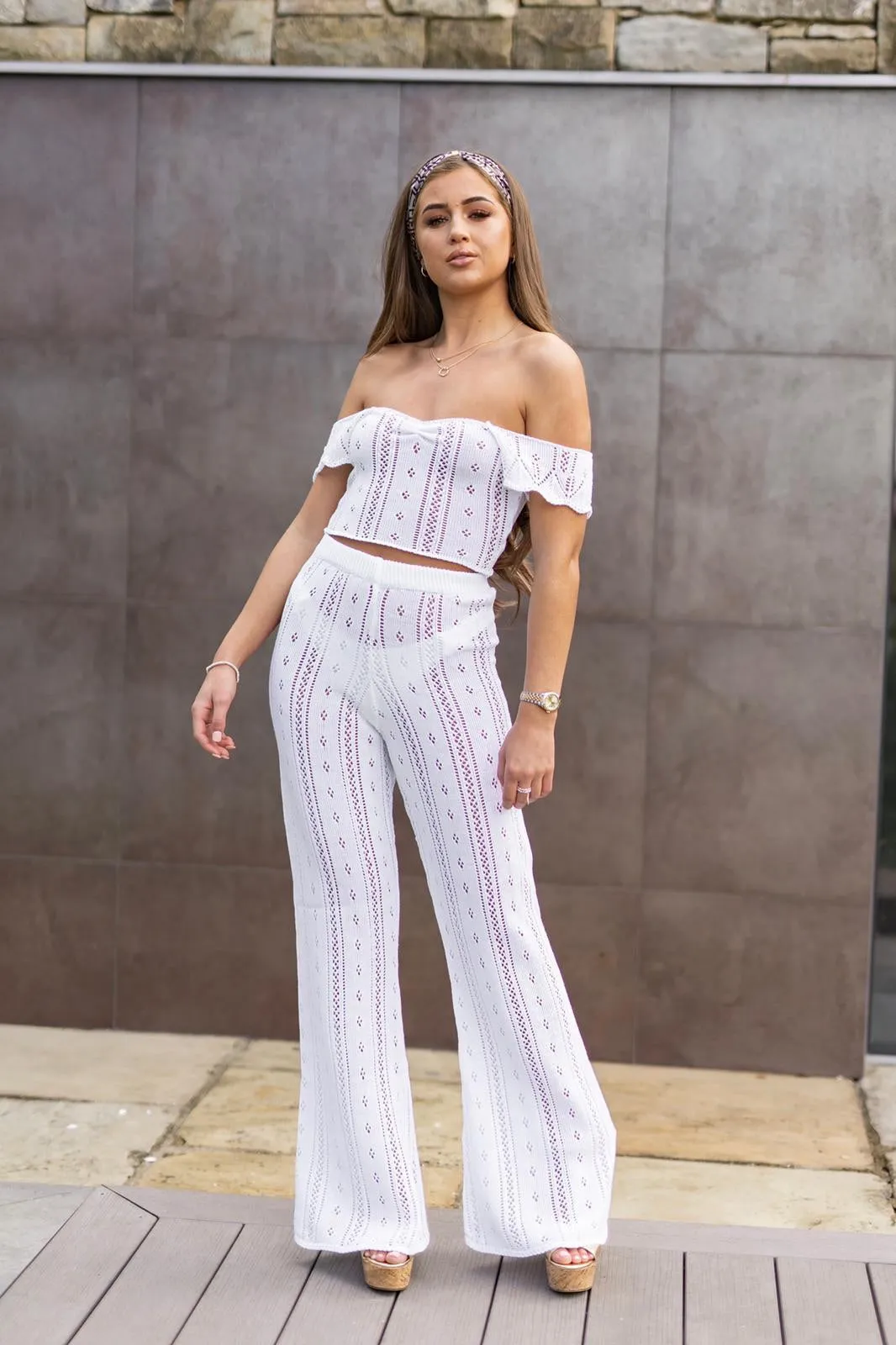 'AYLA' Knitted Co ord Crop top white - CTJ009