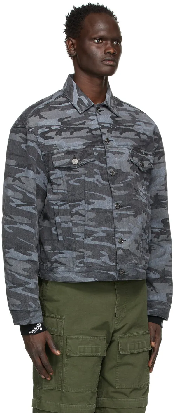 Balenciaga Black Denim Camo Large Fit Jacket