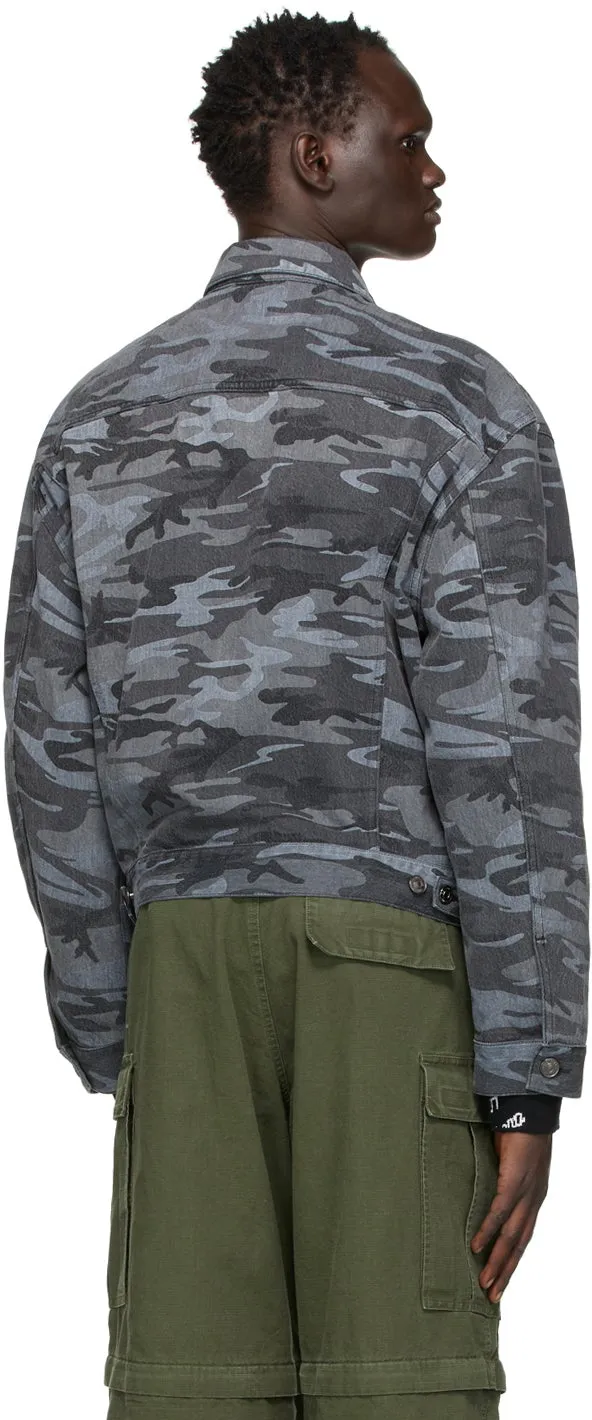 Balenciaga Black Denim Camo Large Fit Jacket