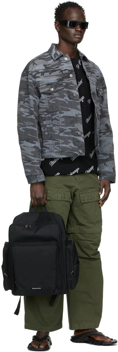 Balenciaga Black Denim Camo Large Fit Jacket
