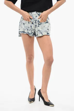 Balmain Tie Dye Denim Shorts with Reverse Design