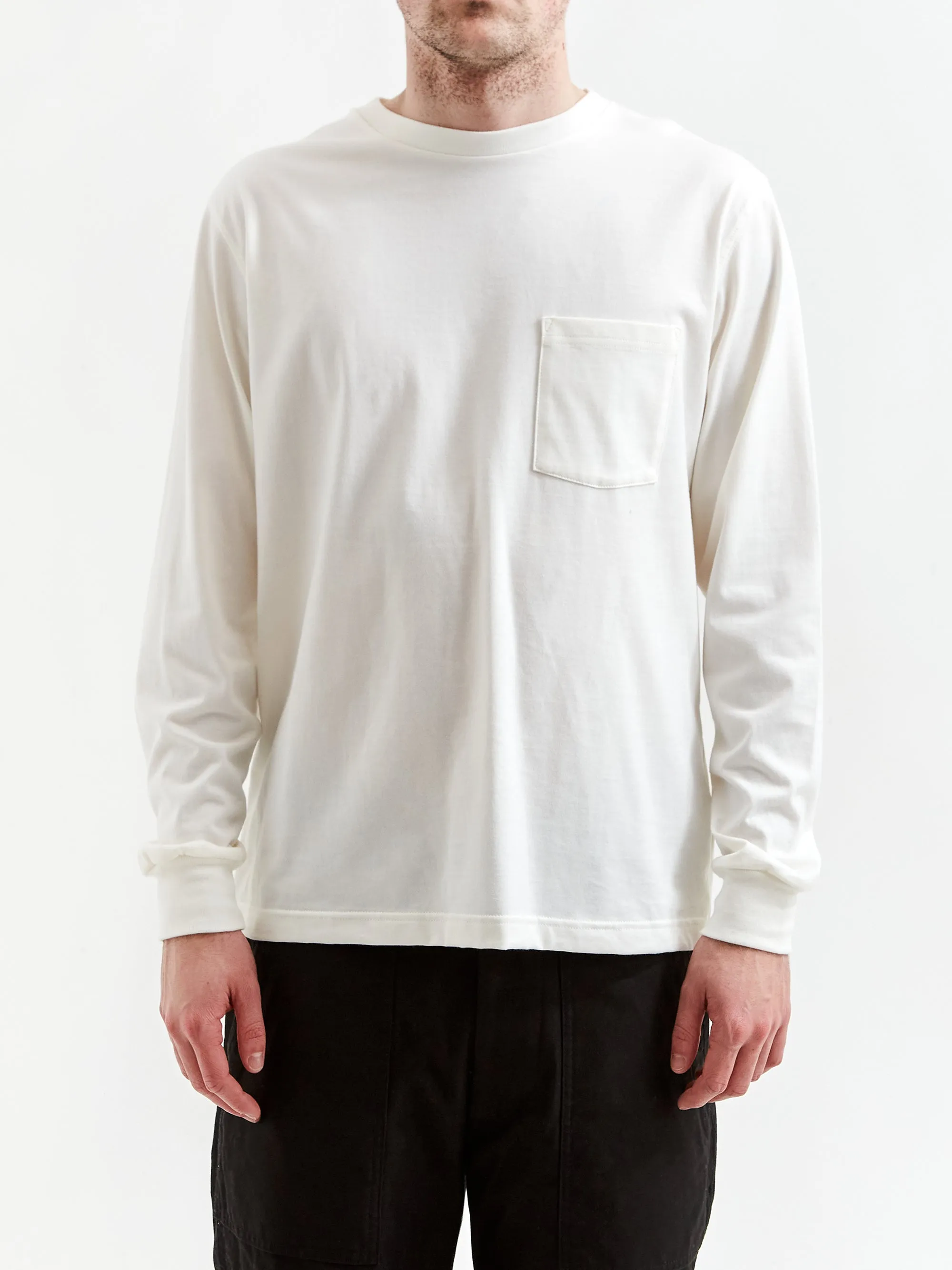 Beams Plus Longsleeve Pocket T-Shirt 40/2 - White