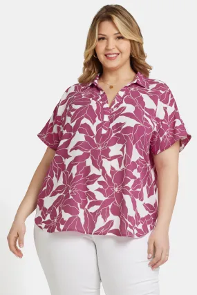 Loose linen short-sleeved top