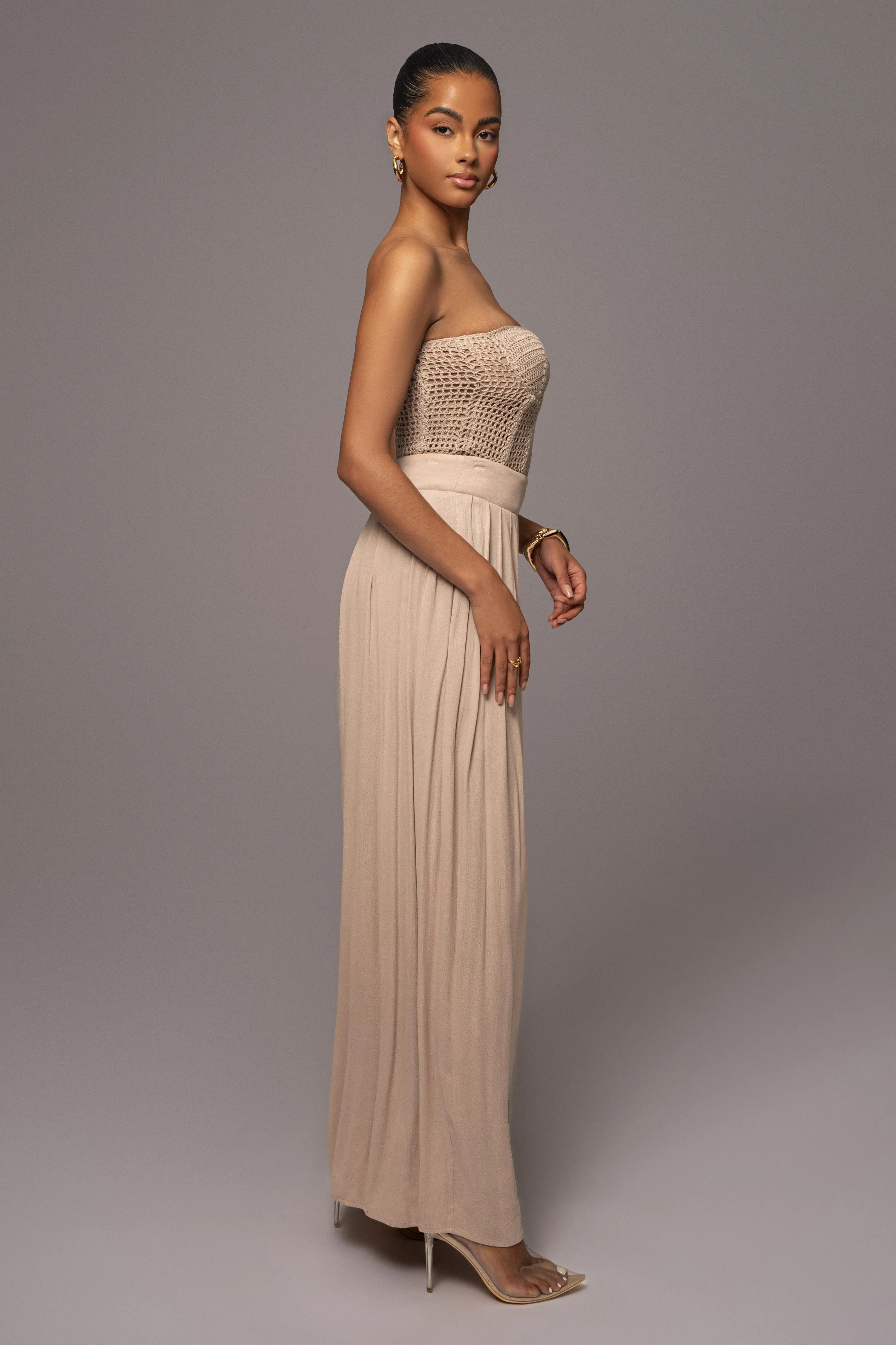 Beige After Sunset Pleated Pants