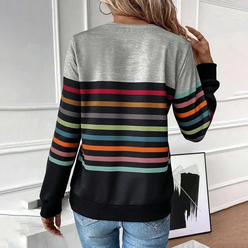 BerryBetty - Casual Colourful Striped Sweatshirt