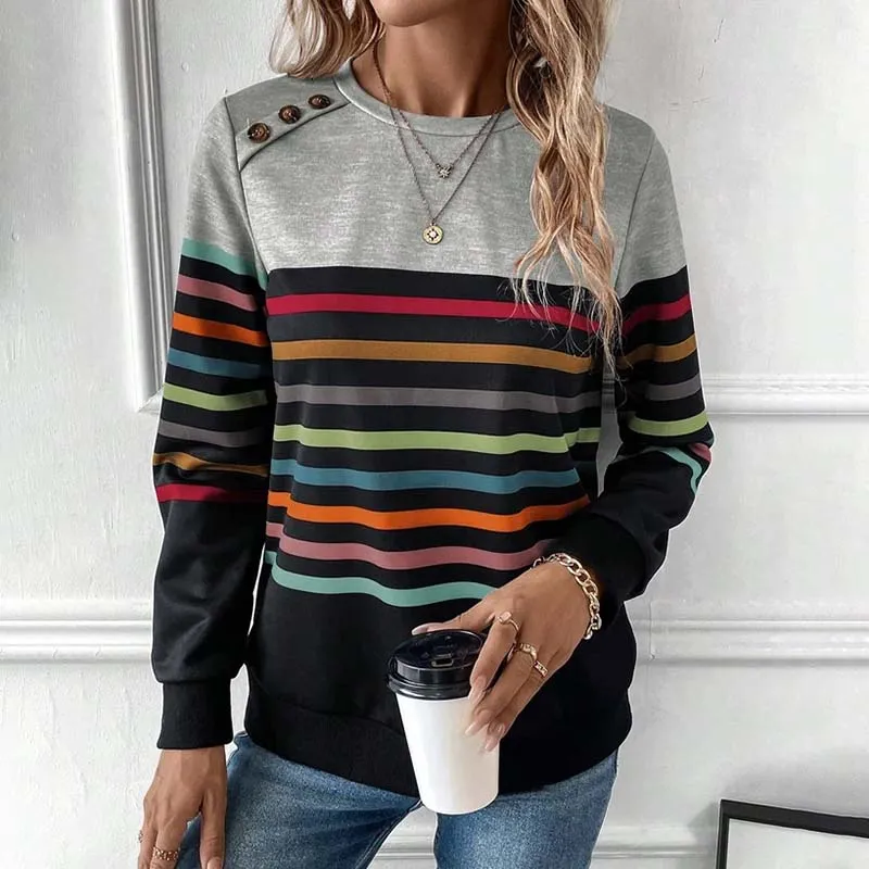 BerryBetty - Casual Colourful Striped Sweatshirt