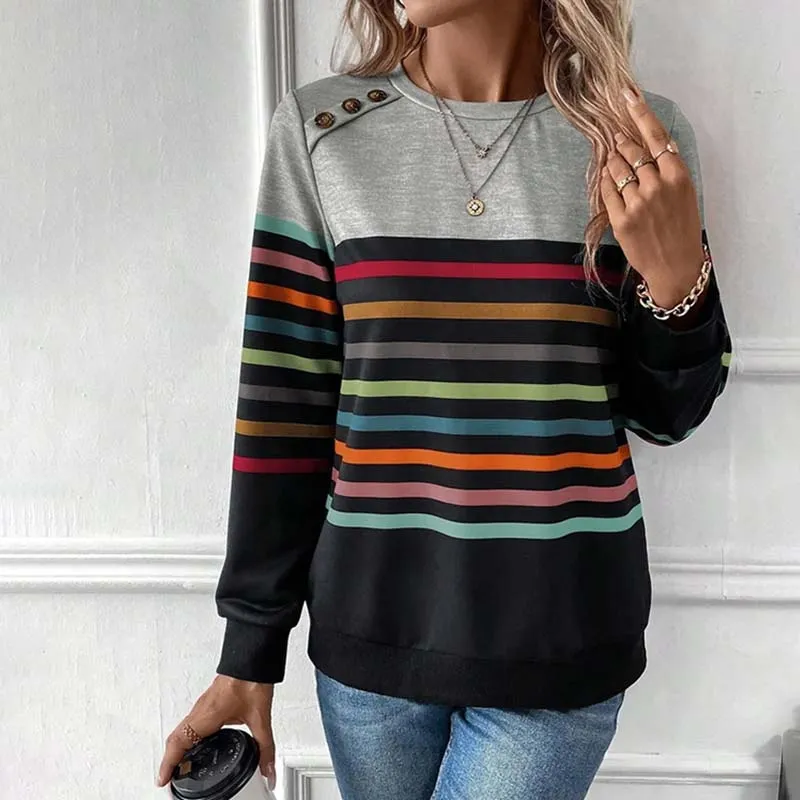 BerryBetty - Casual Colourful Striped Sweatshirt