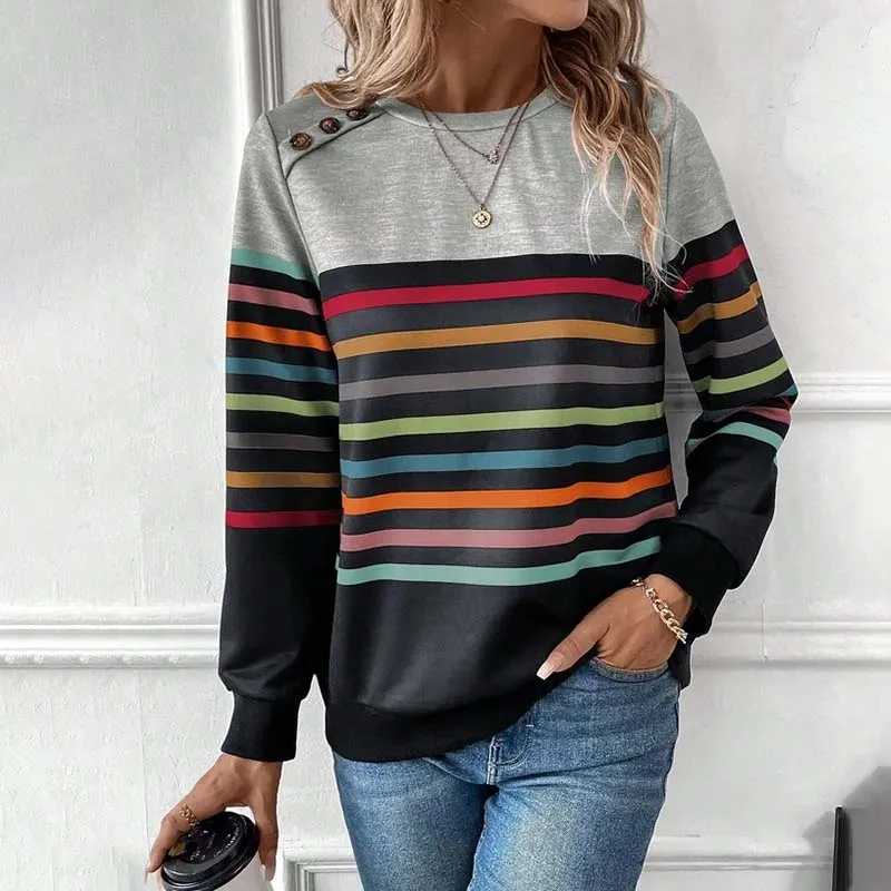 BerryBetty - Casual Colourful Striped Sweatshirt