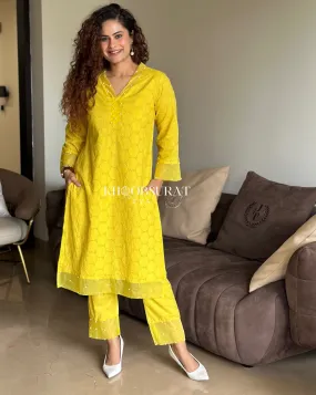 BRIGHT AND BEAUTIFUL YELLOW KURTA SET