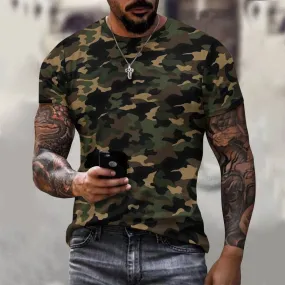 Camo Cotton Tshirt, Green Brown Black Camouflage Designer Graphic Lightweight Summer Crewneck Men Male Women Tee Top Short Sleeve Shirt