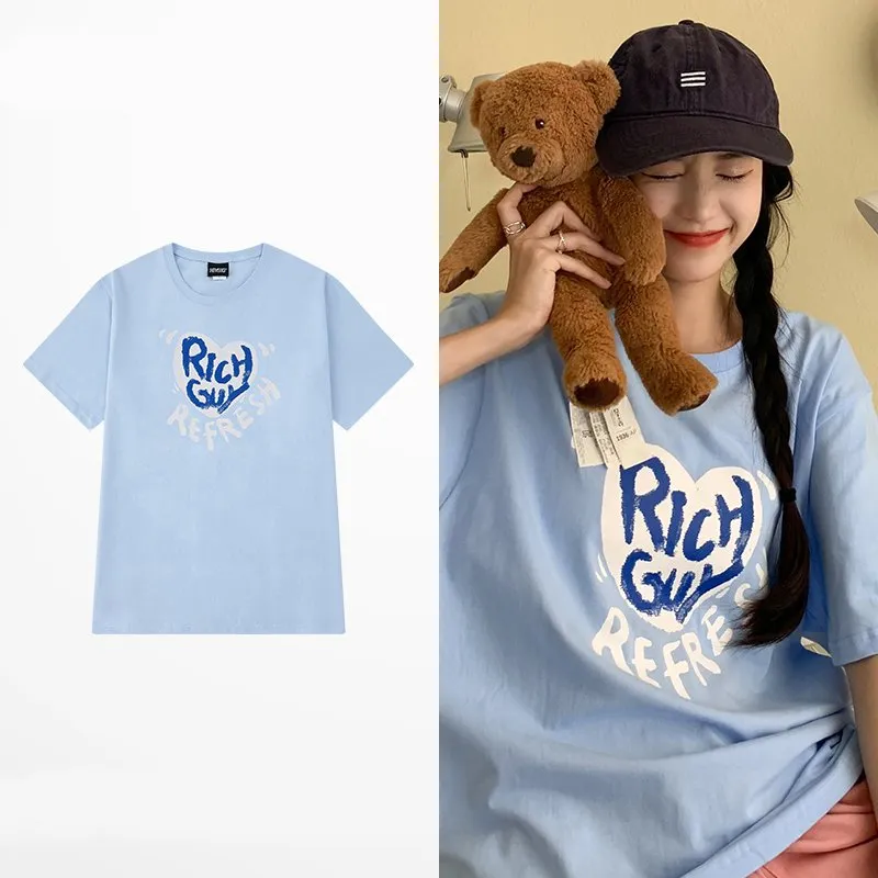 Cartoon Heart Print Oversized T-Shirt