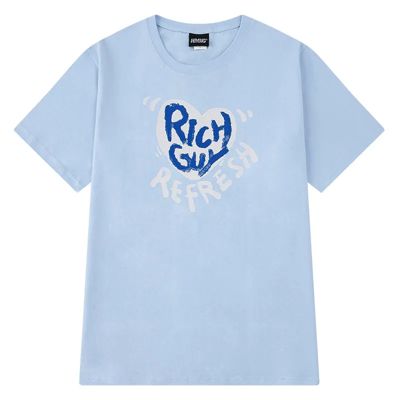 Cartoon Heart Print Oversized T-Shirt