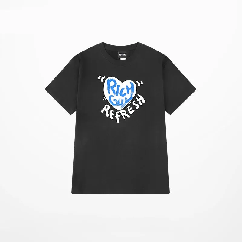Cartoon Heart Print Oversized T-Shirt