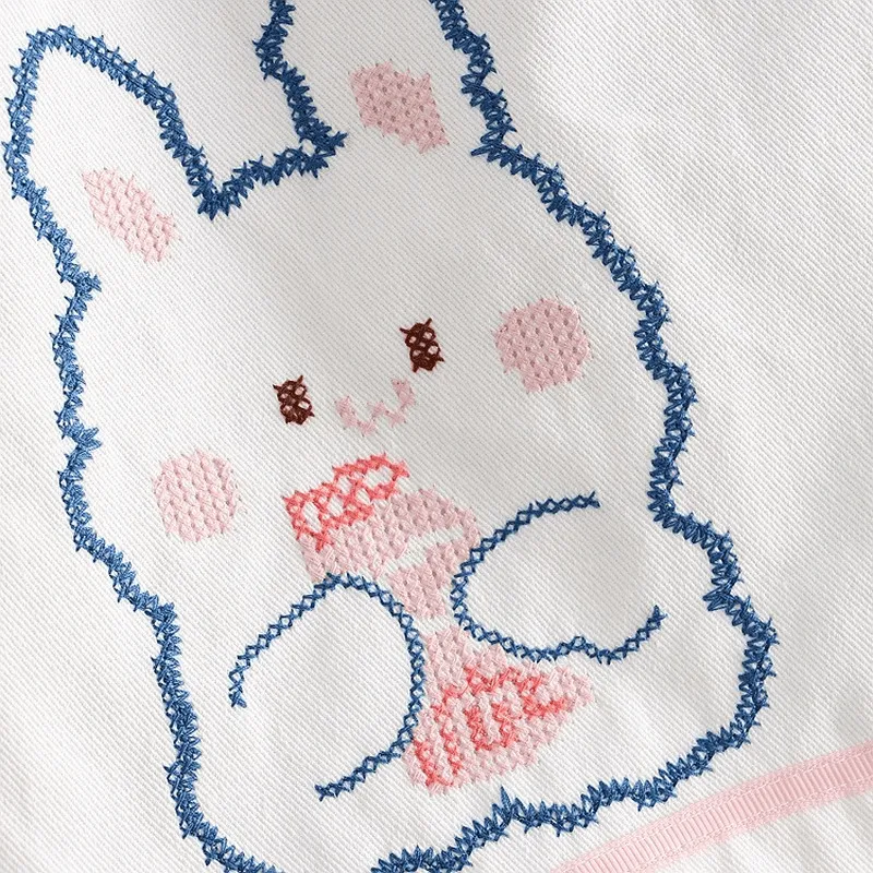 Cartoon Rabbit Embroidery Cotton Short