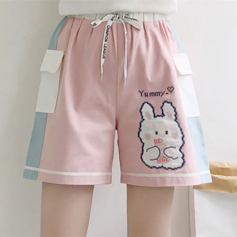 Cartoon Rabbit Embroidery Cotton Short