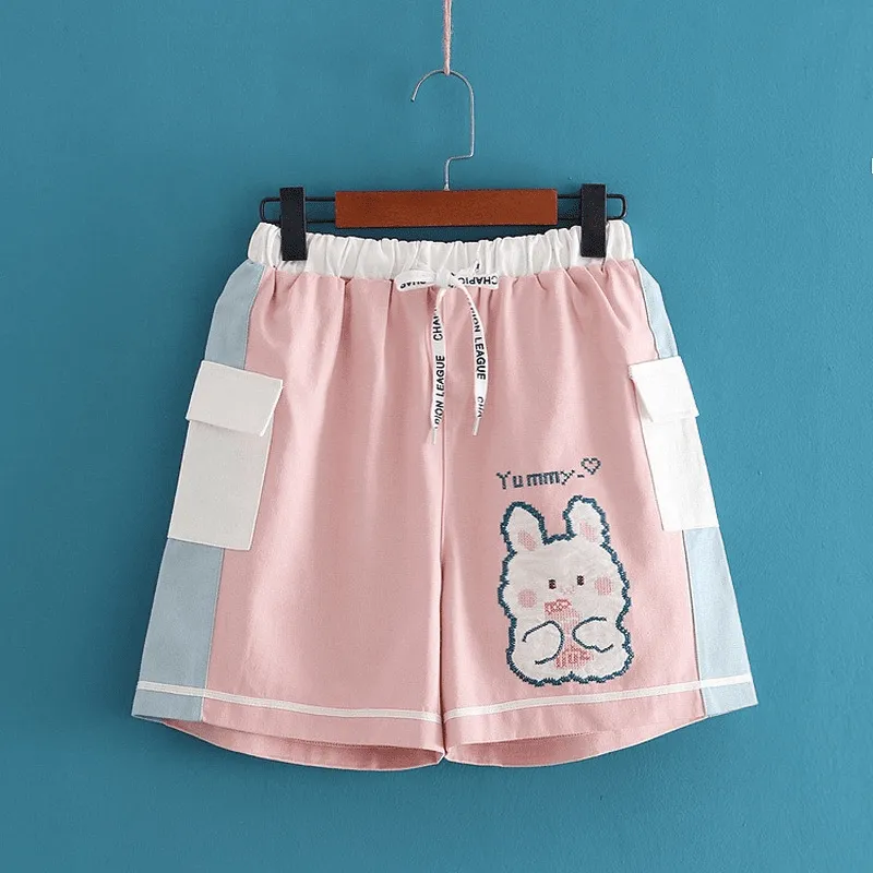 Cartoon Rabbit Embroidery Cotton Short