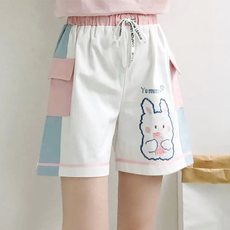 Cartoon Rabbit Embroidery Cotton Short