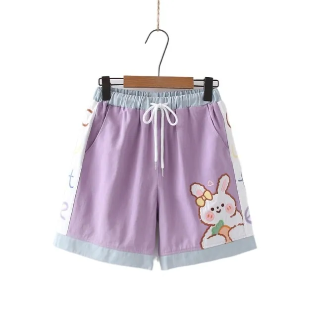 Cartoon Rabbit Embroidery Cotton Short