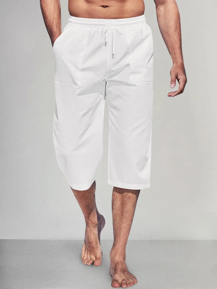 Casual Lightweight Solid Cotton Linen Shorts