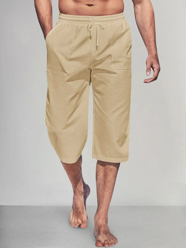 Casual Lightweight Solid Cotton Linen Shorts