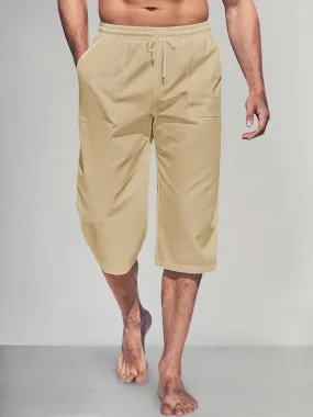 Casual Lightweight Solid Cotton Linen Shorts