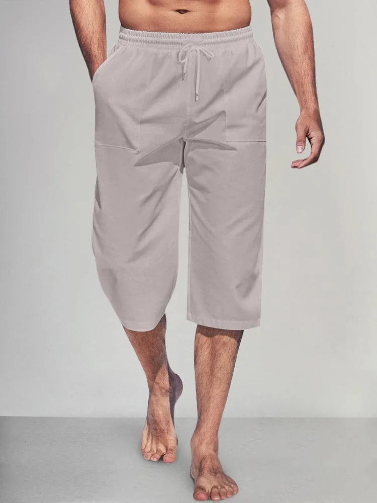 Casual Lightweight Solid Cotton Linen Shorts