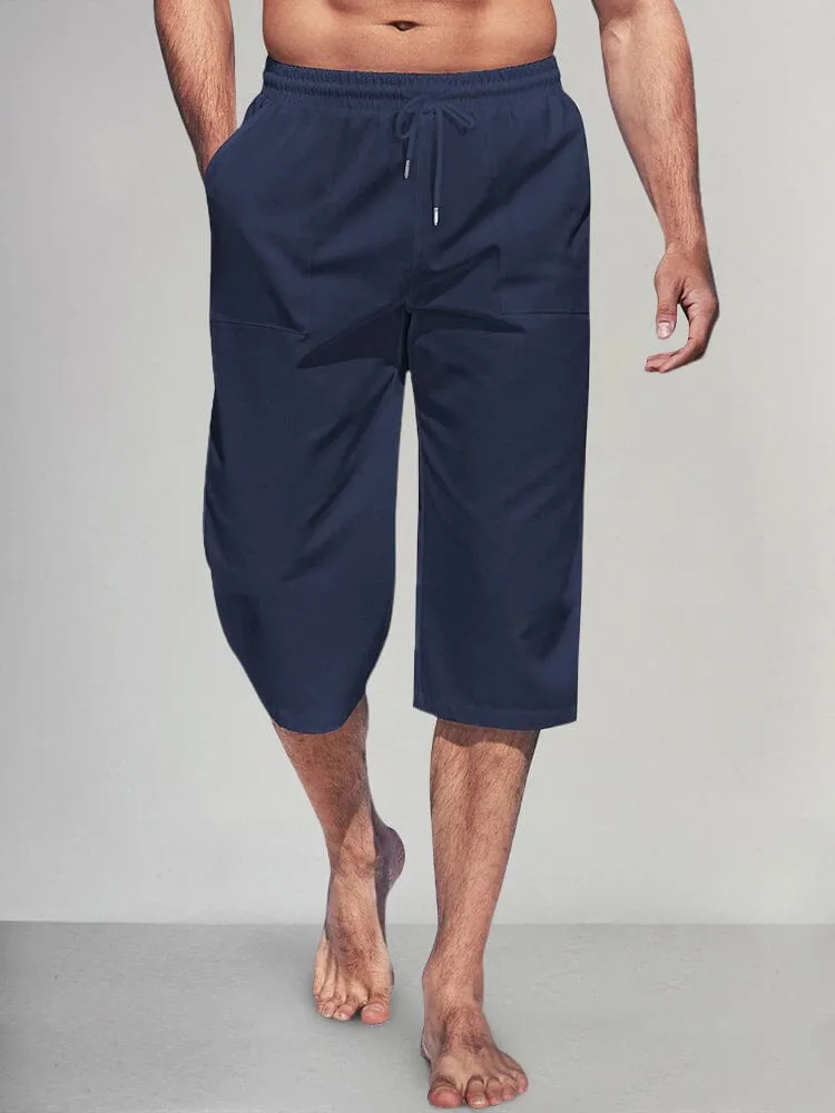 Casual Lightweight Solid Cotton Linen Shorts