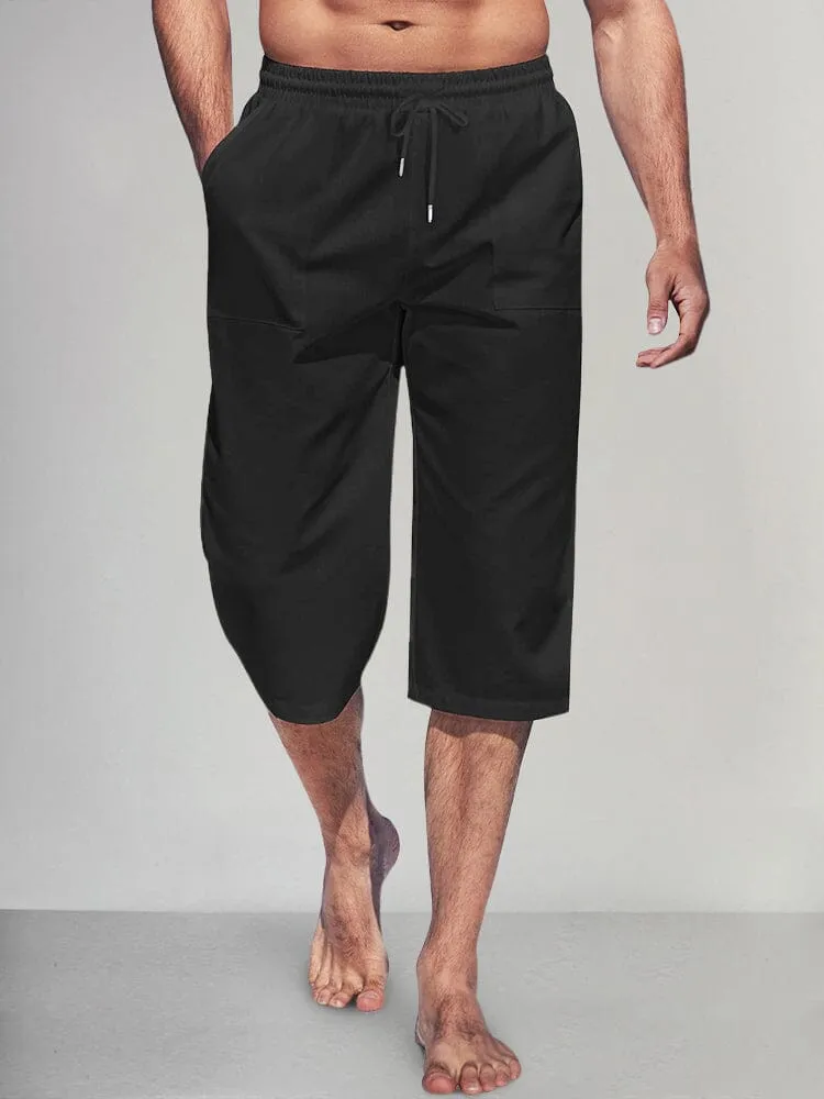Casual Lightweight Solid Cotton Linen Shorts