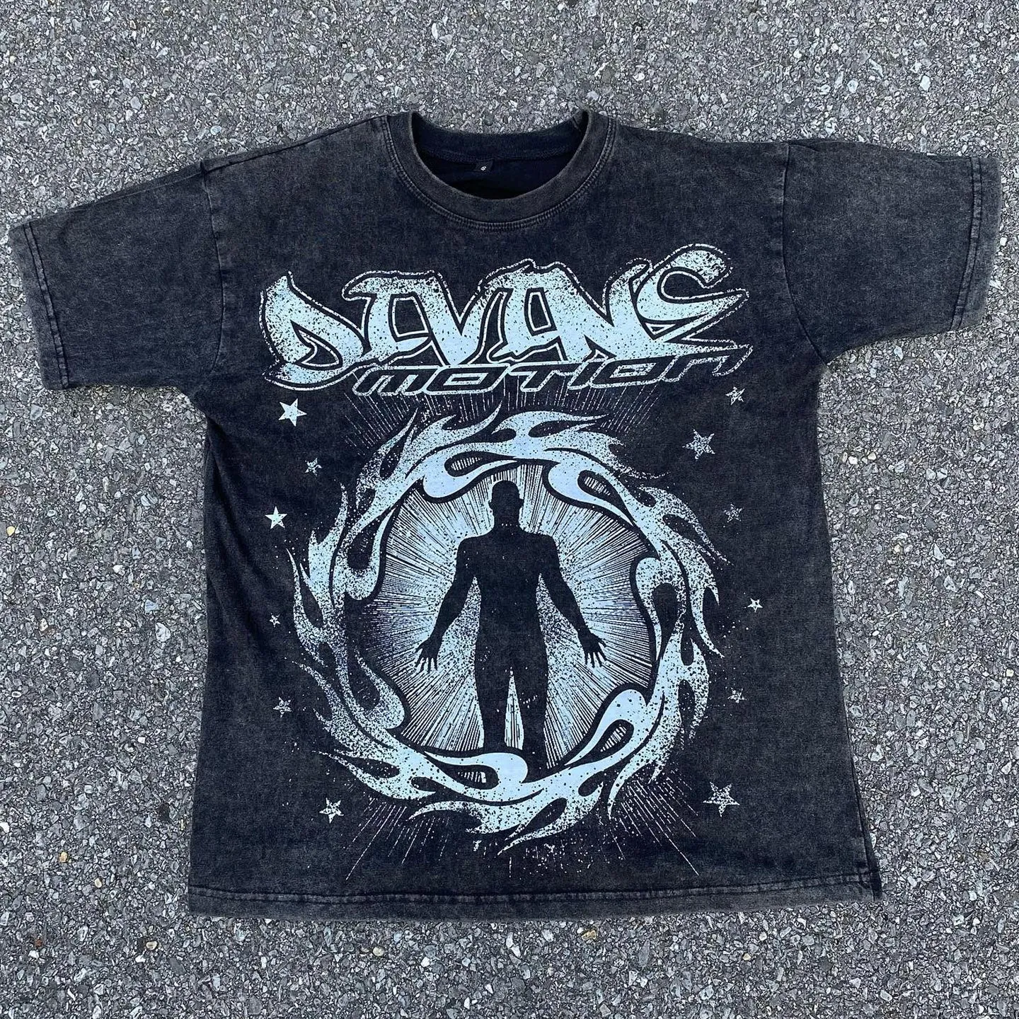 Casual street printed pure cotton washed T-shirt