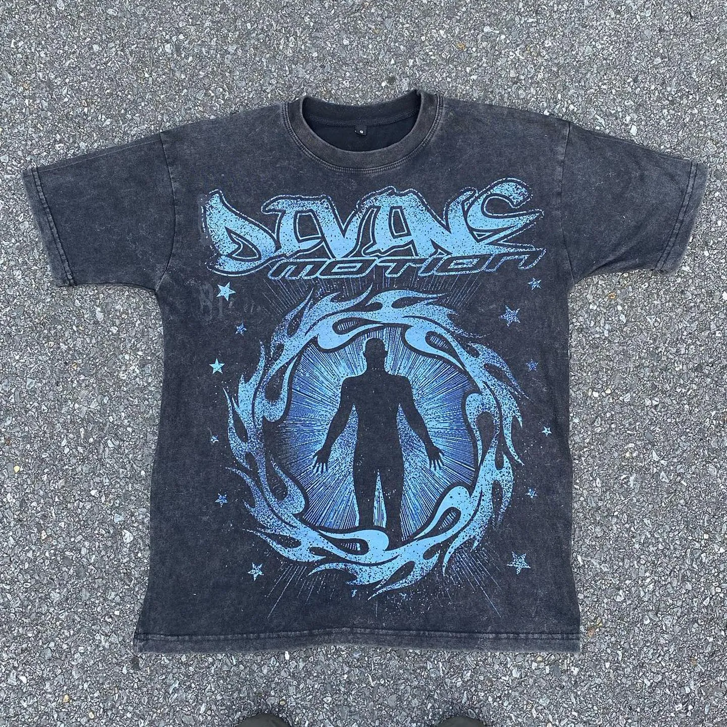 Casual street printed pure cotton washed T-shirt