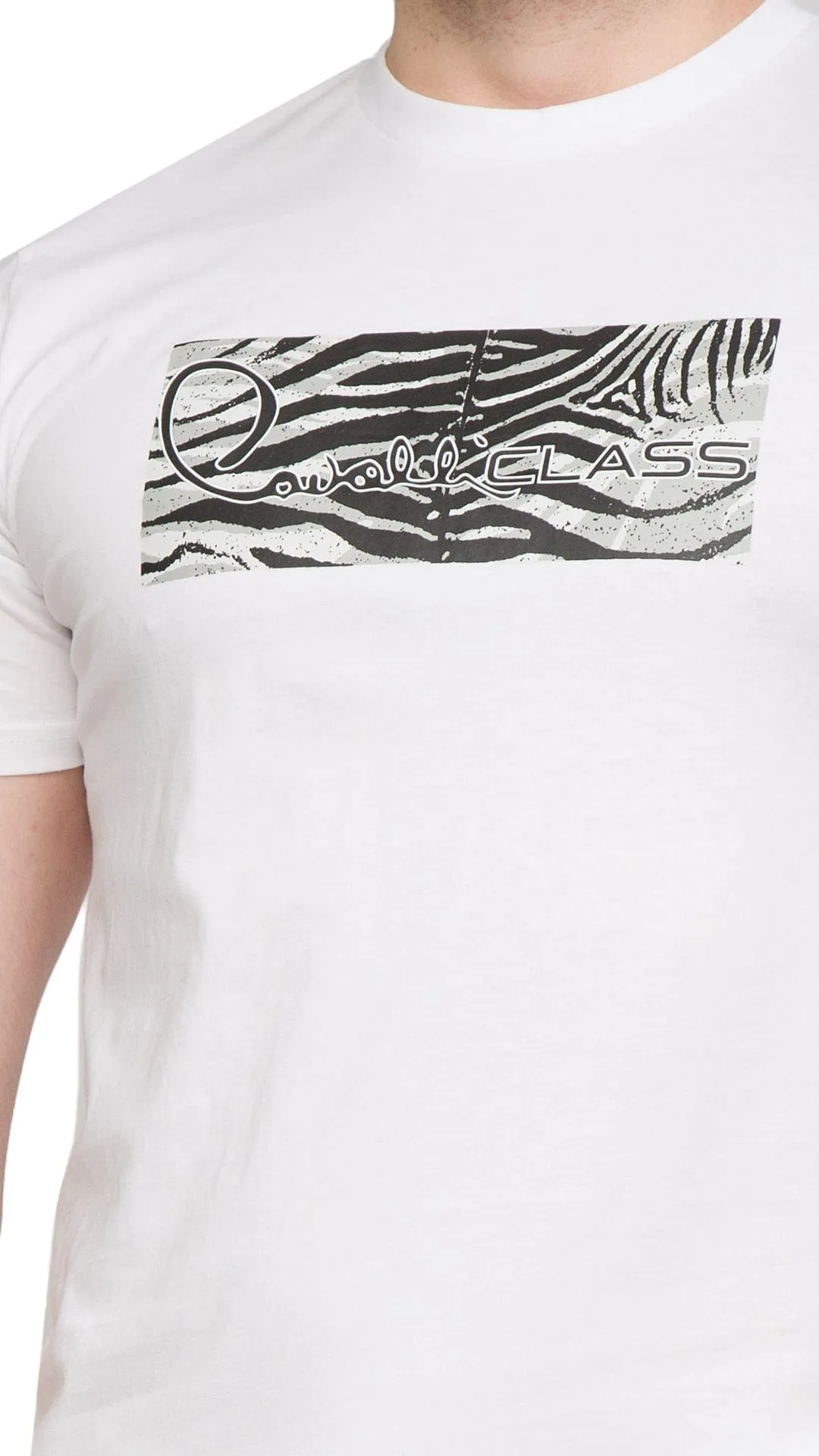 Cavalli Class White Tiger Print Signature T-Shirt-