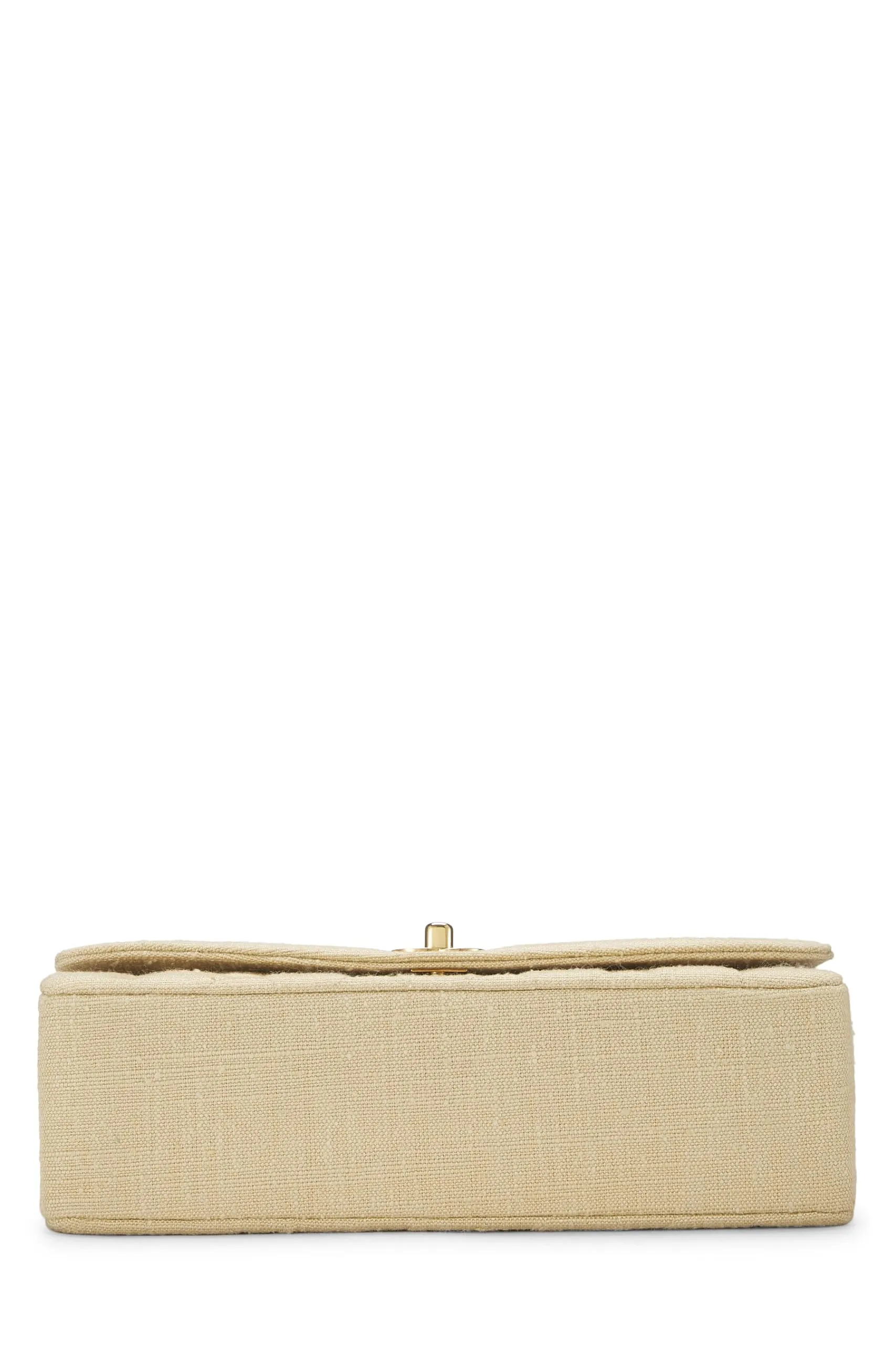Chanel,  Beige Quilted Linen Classic Flap Medium, Beige
