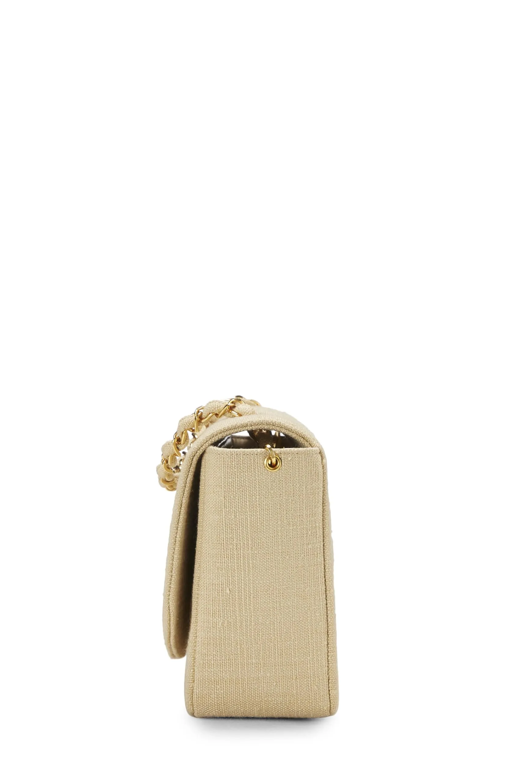 Chanel,  Beige Quilted Linen Classic Flap Medium, Beige