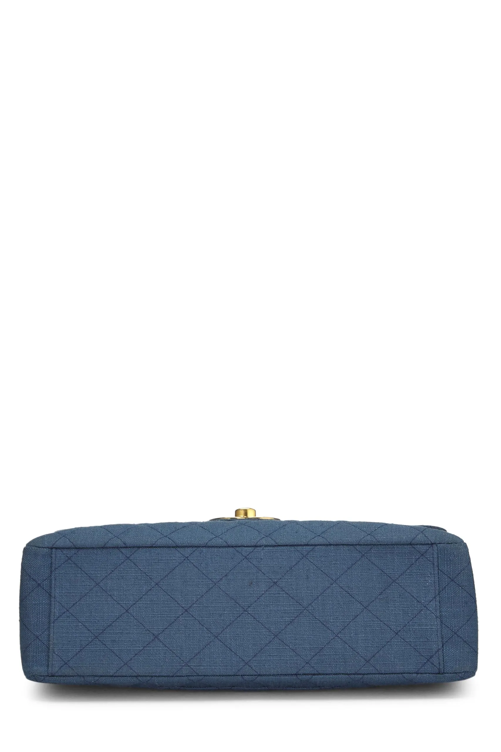 Chanel,  Blue Linen Half Flap Maxi, Blue
