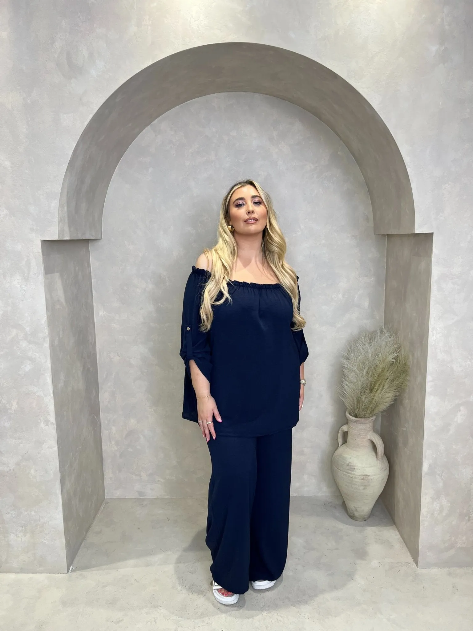 Curve Bardot Wide Leg Trouser Set