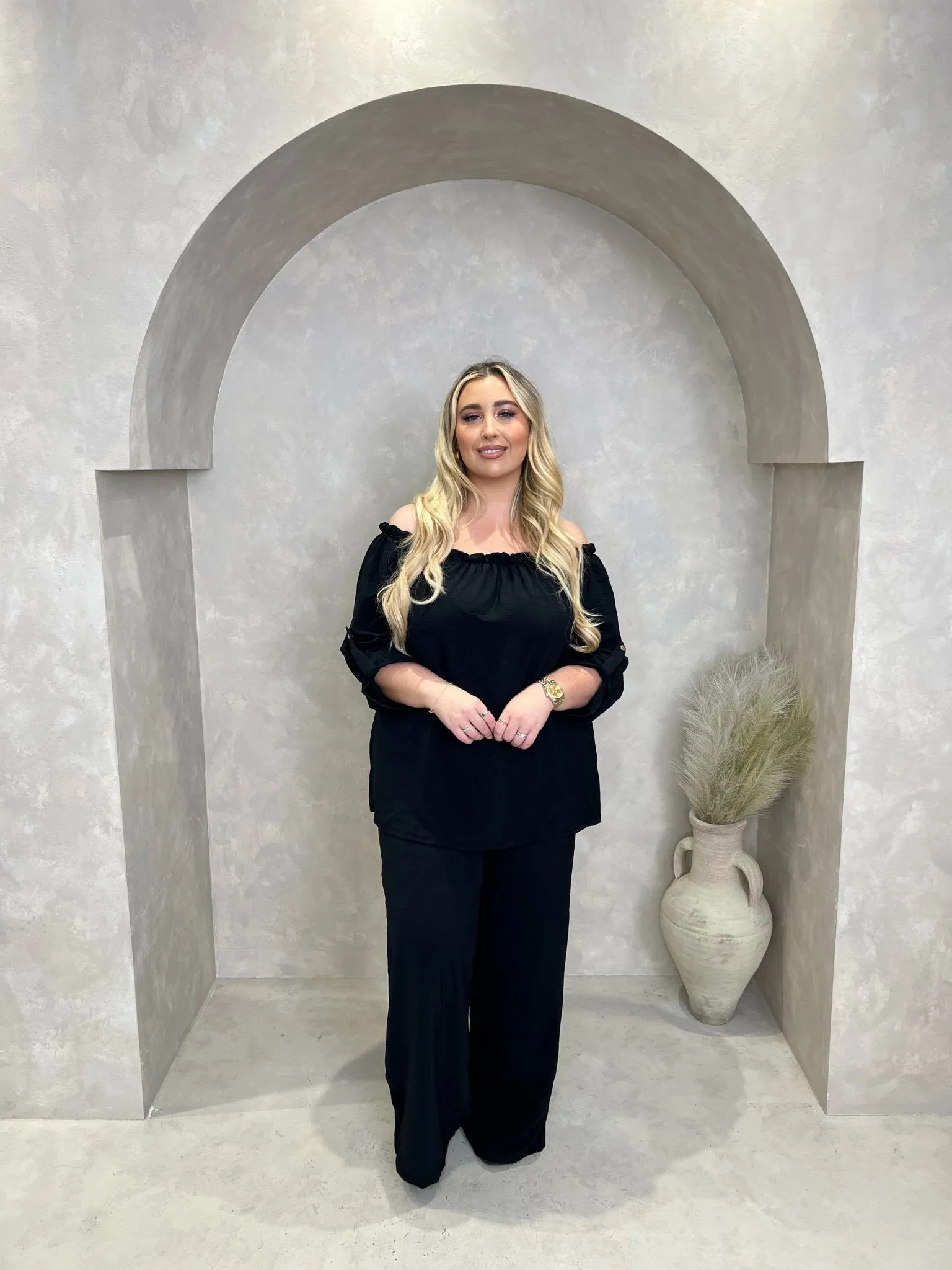 Curve Bardot Wide Leg Trouser Set