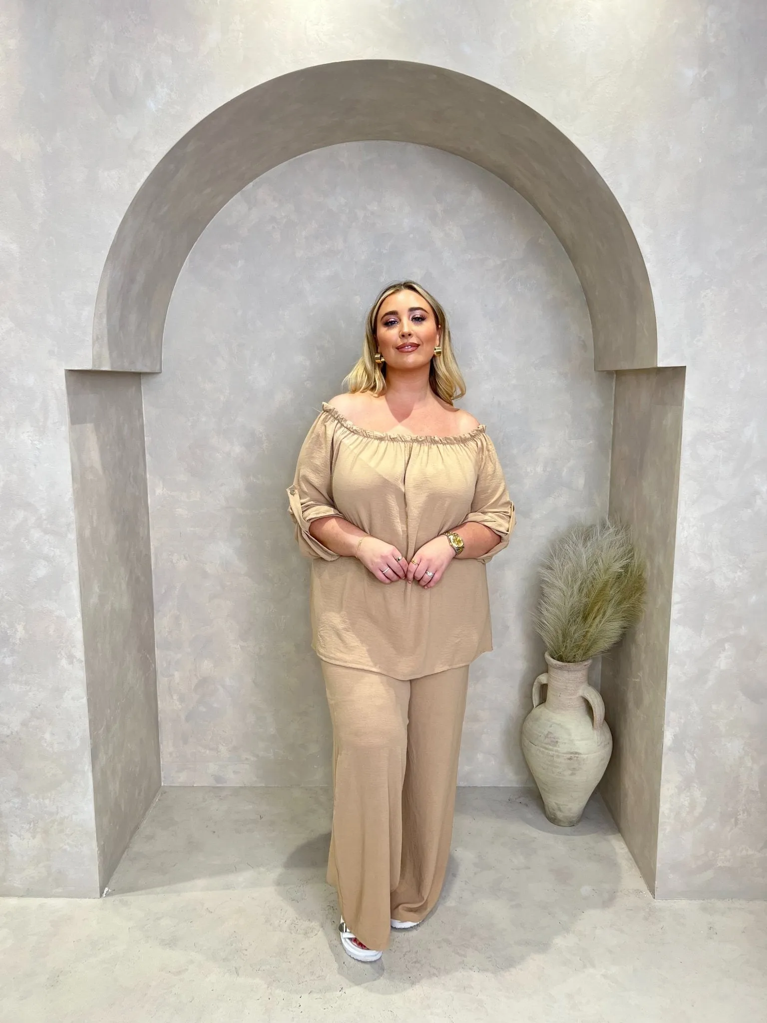 Curve Bardot Wide Leg Trouser Set