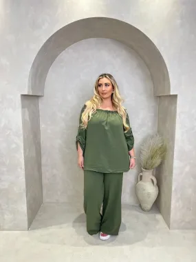 Curve Bardot Wide Leg Trouser Set